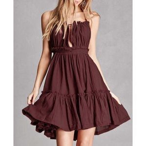 NWT Scoop Back Raw Cut Halter Dress Size Medium